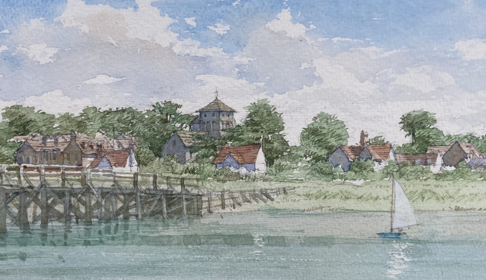 Dennis Roxby Bott RWS, Wooden Bridge at Shoreham
