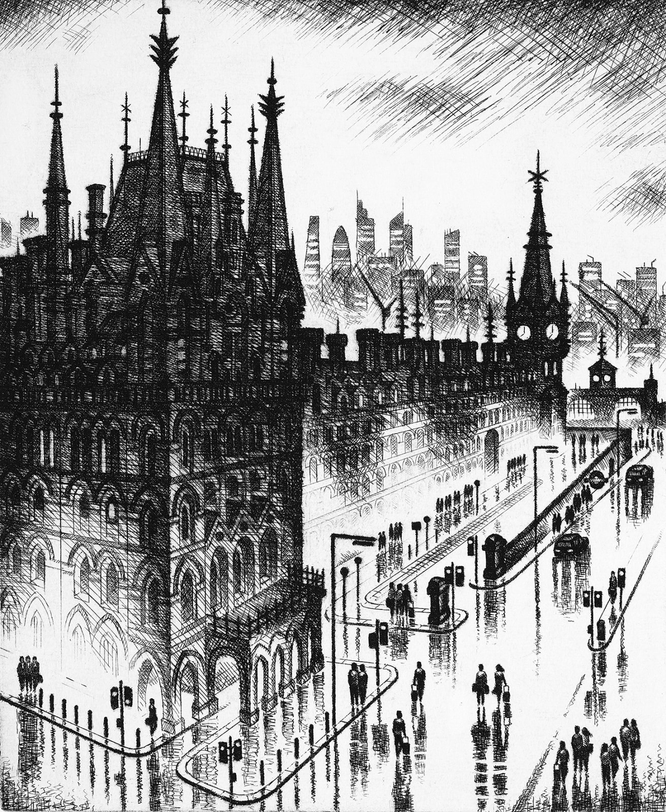 John Duffin RWS RE, Kings Cross Rain