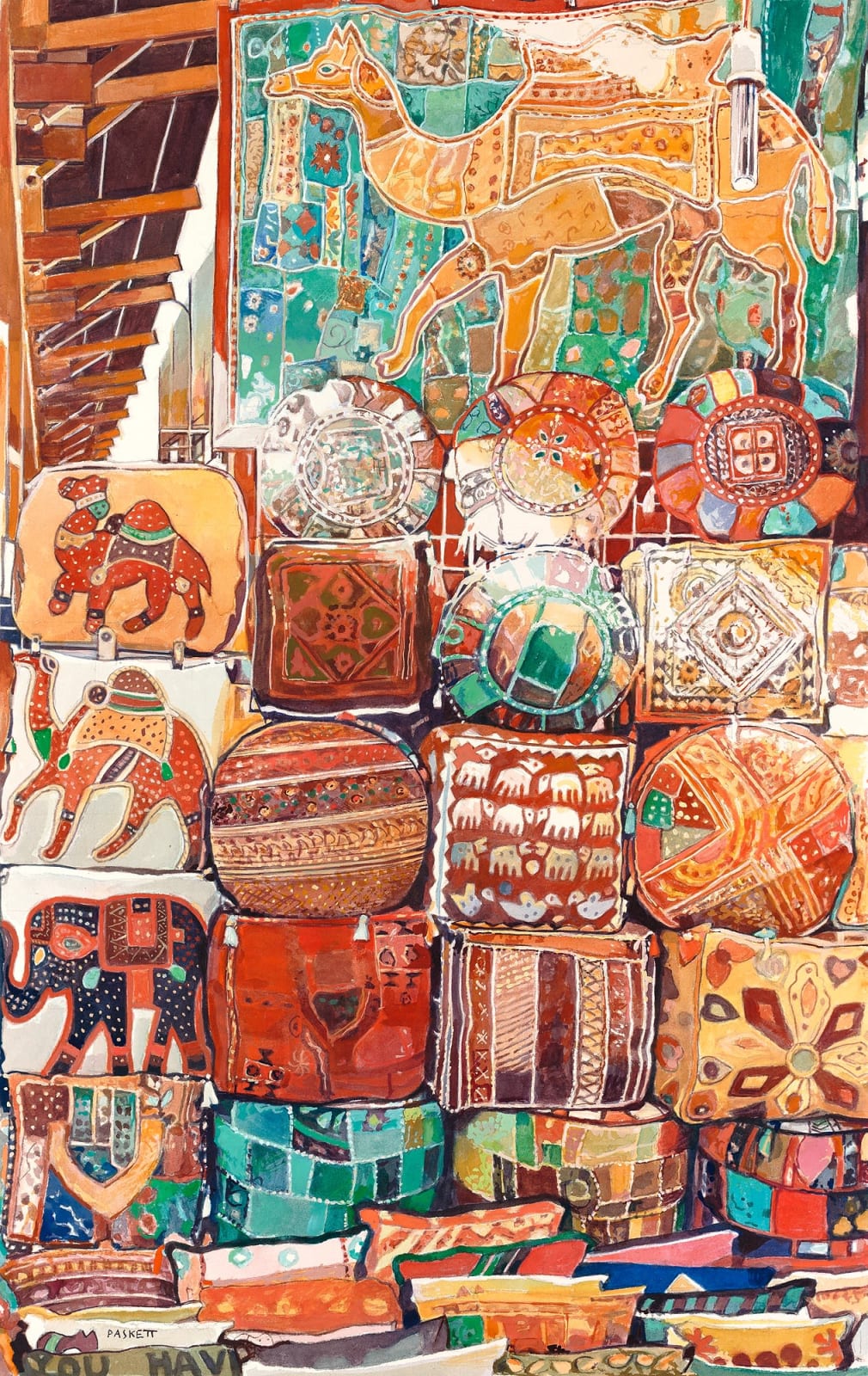 David Paskett PPRWS Hon. RE, Bazaar Cushion Profusion, Dubai