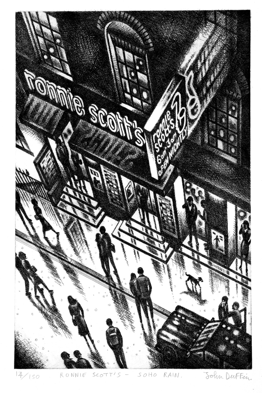 John Duffin RWS RE, Ronnie Scott's - Soho Rain