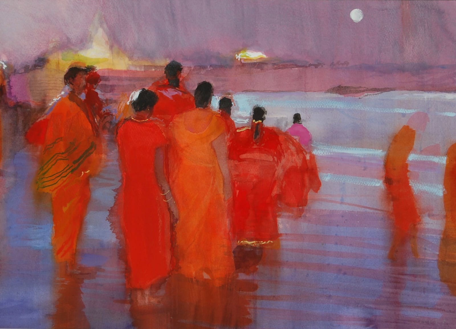 Simon Pierse RWS, Moonrise, Mamallapuram Beach