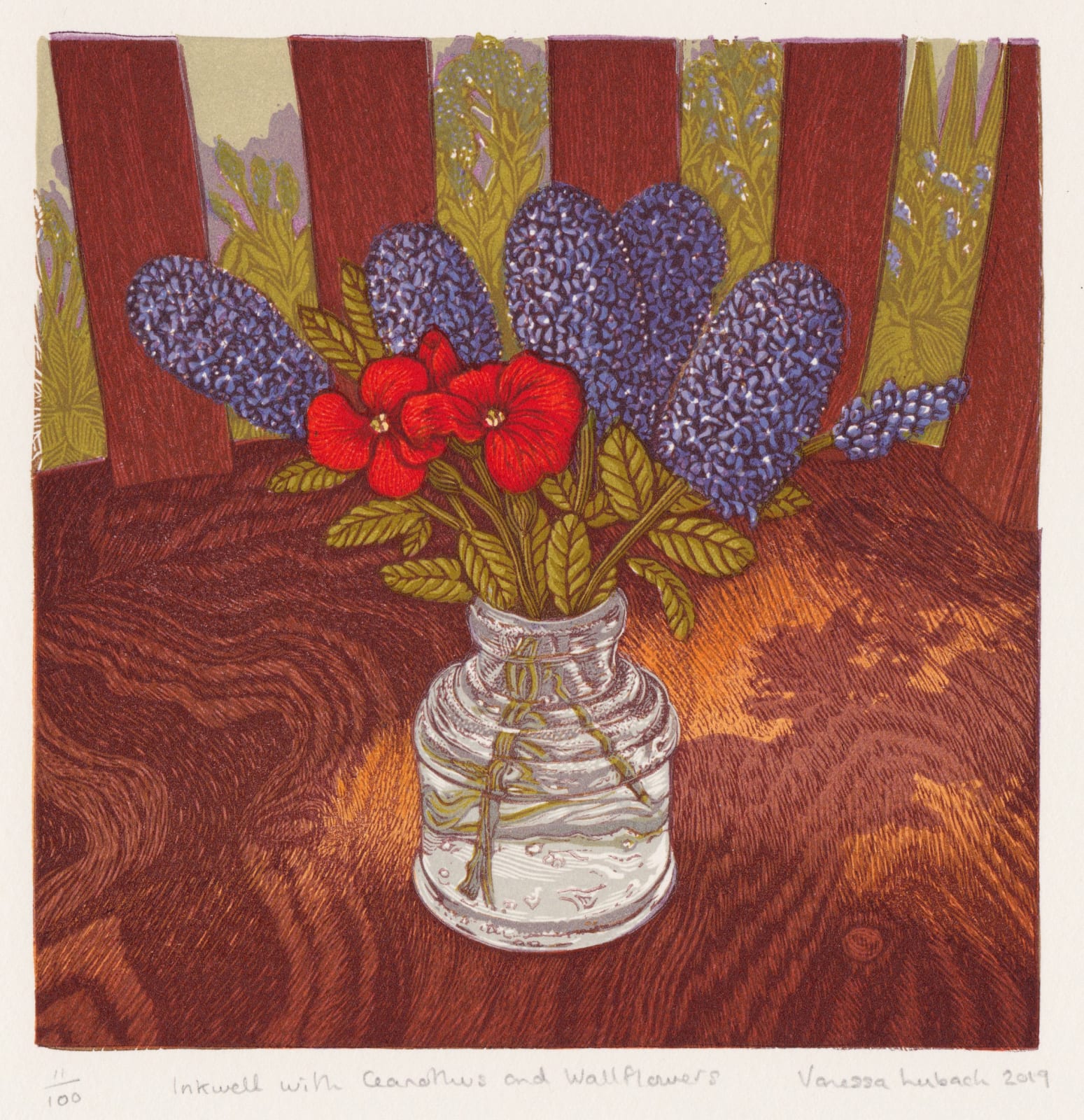 Vanessa Lubach ARE, Inkwell with Ceanothus and Wallflowers