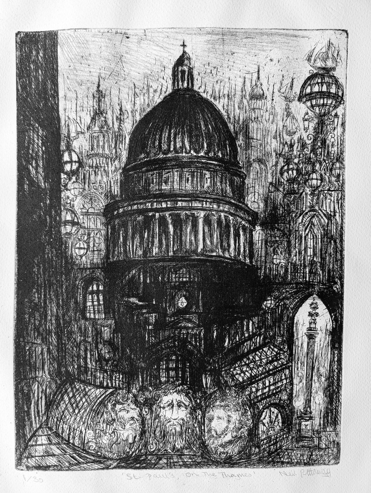 Neil Pittaway RWS RE, St. Paul's on the Thames