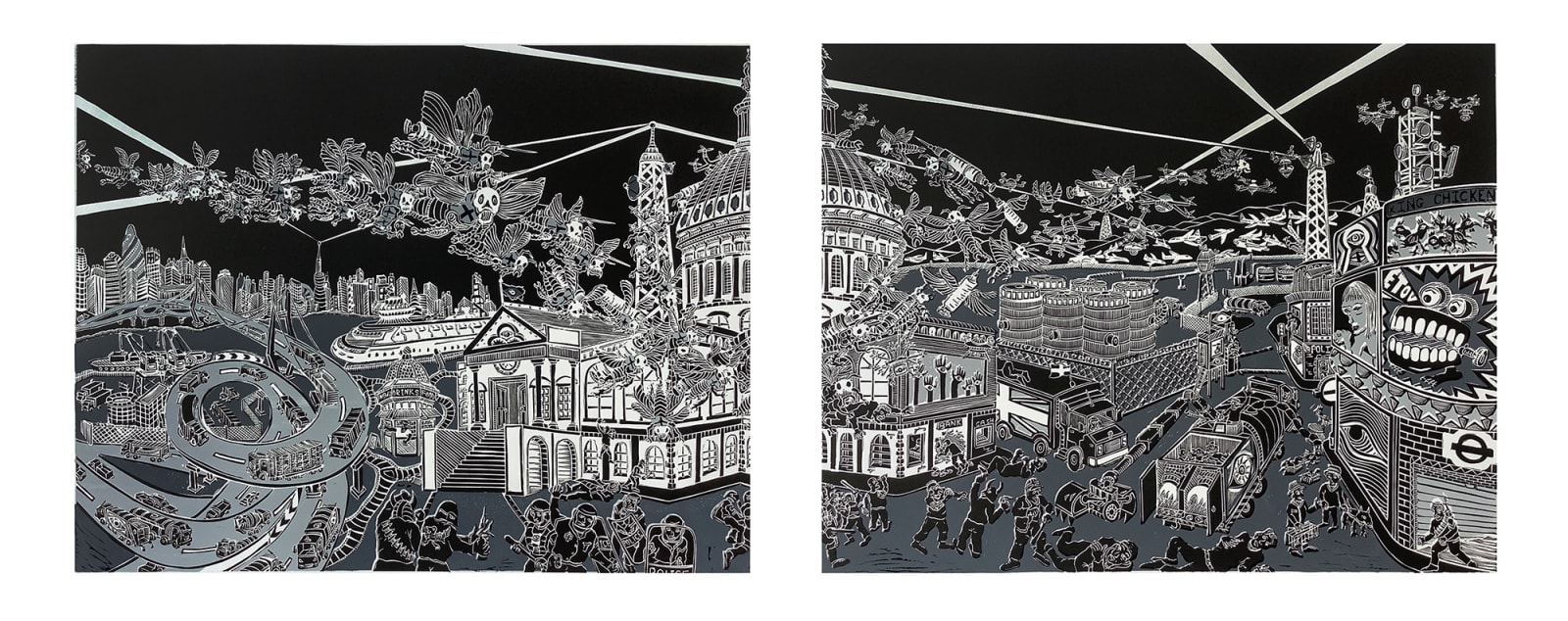 Fernando Feijoo RE, Fall- note this is a diptych piece to be sold together as one but framed as two