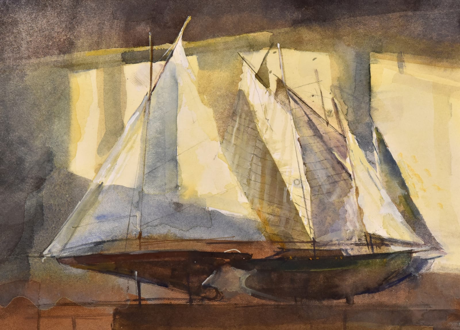 Richard Pikesley RWS, Pond Yachts and Spring Sun