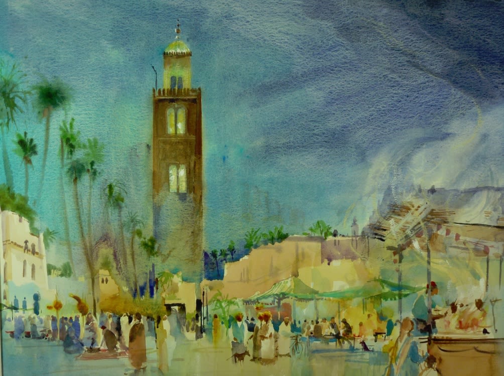 Michael Chaplin RWS RE, Marrakesh Market at Night
