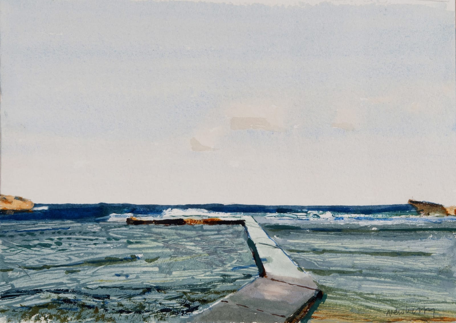 John Newberry RWS, Sunrise, Bathing Place Marsalforn, Gozo