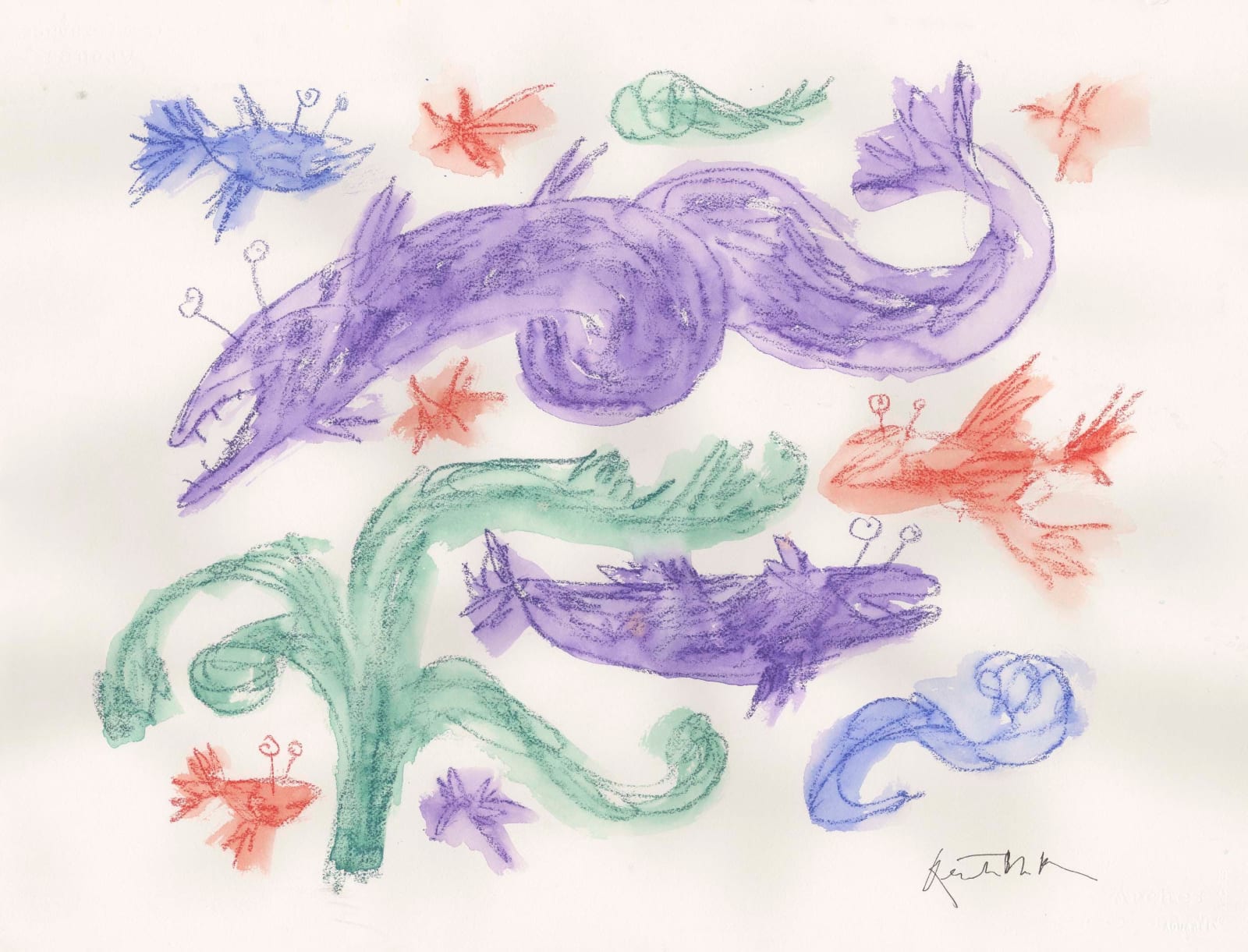 Quentin Blake, Large fishscape #1, 2025