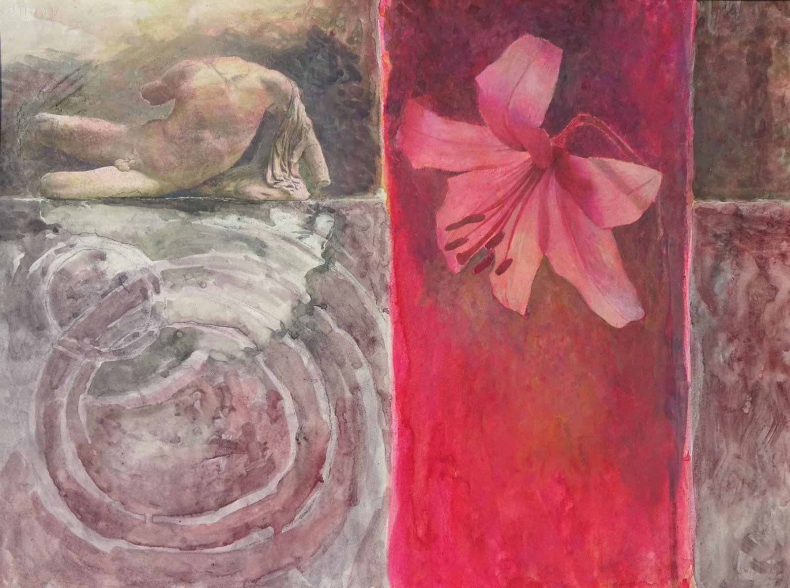 Sarah Holliday RWS, Reflected Figure with Lily