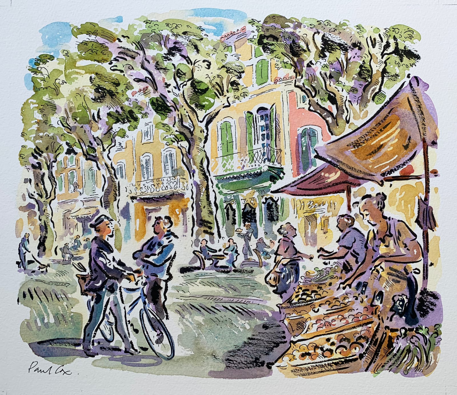 Paul Cox RWS , Place de la Liberte L'Isle-sur-Sorgue