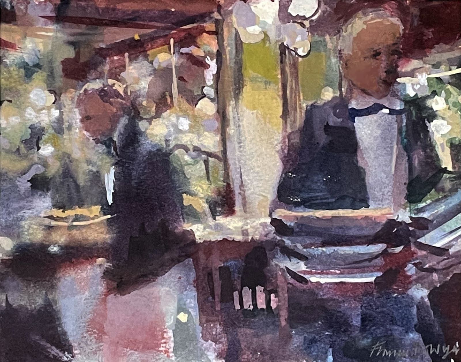 Francis Bowyer PPRWS Hon. RE, A Busy Evening, Le Grand Colbert, Paris