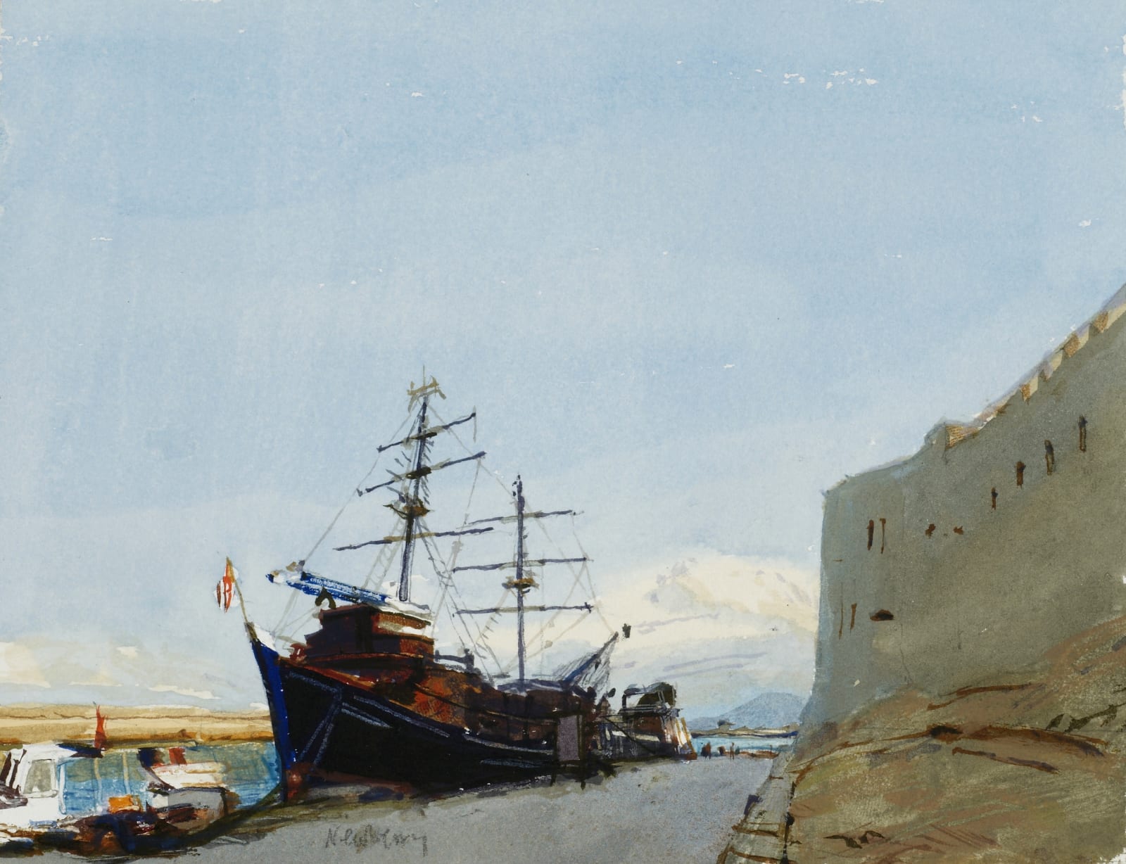 John Newberry RWS, Ships in Kyrenia Harbour