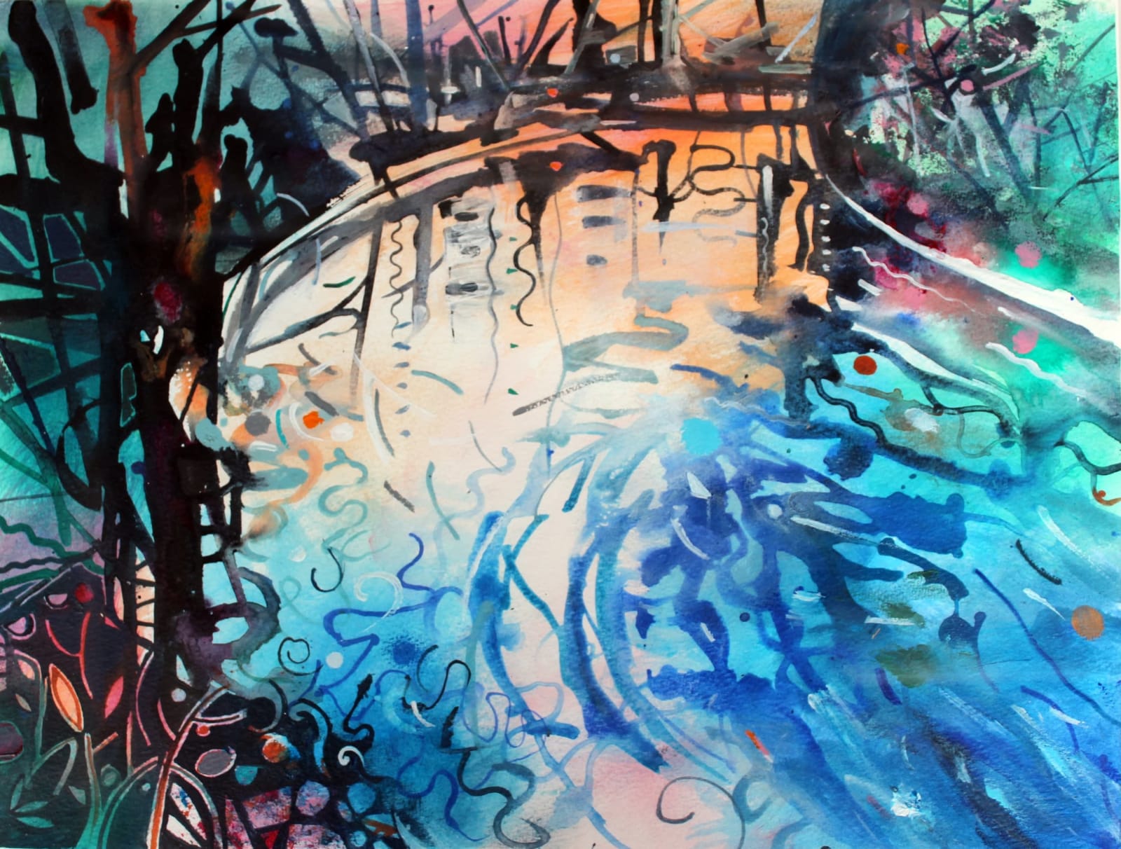 David Wiseman RWS, Pitshanger Riverside - Dusk