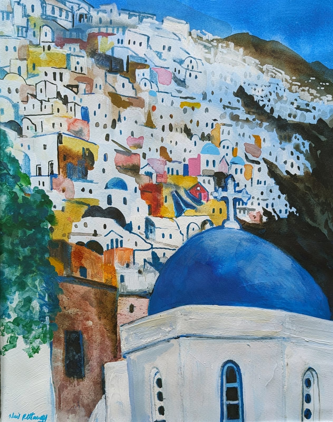 Neil Pittaway RWS RE, Morning Light, At Thira, Santorini