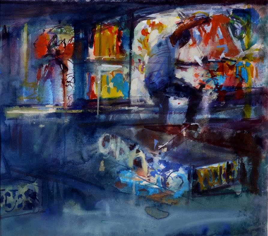 Francis Bowyer PPRWS Hon. RE, Skateboarder on the Southbank