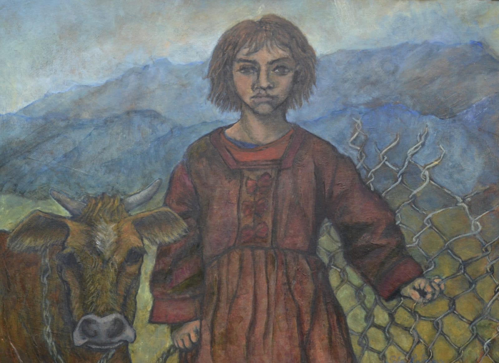 Sula Rubens RWS, Girl with Cow Study