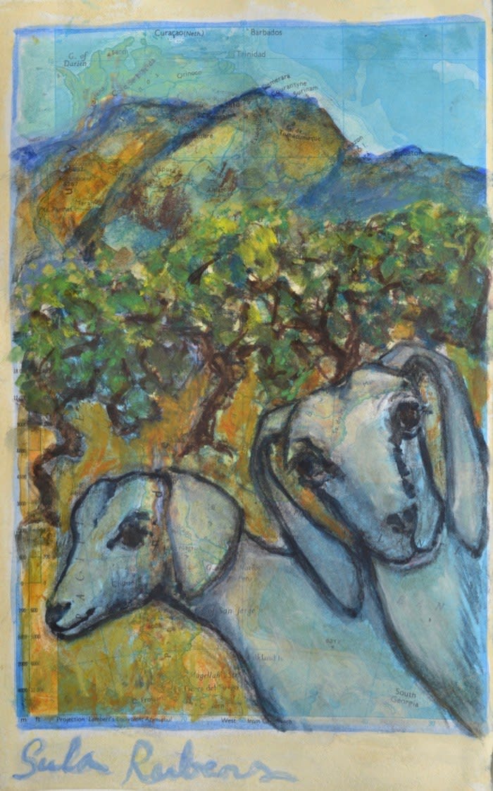 Sula Rubens RWS, Two Goats in a Mountain Landscape