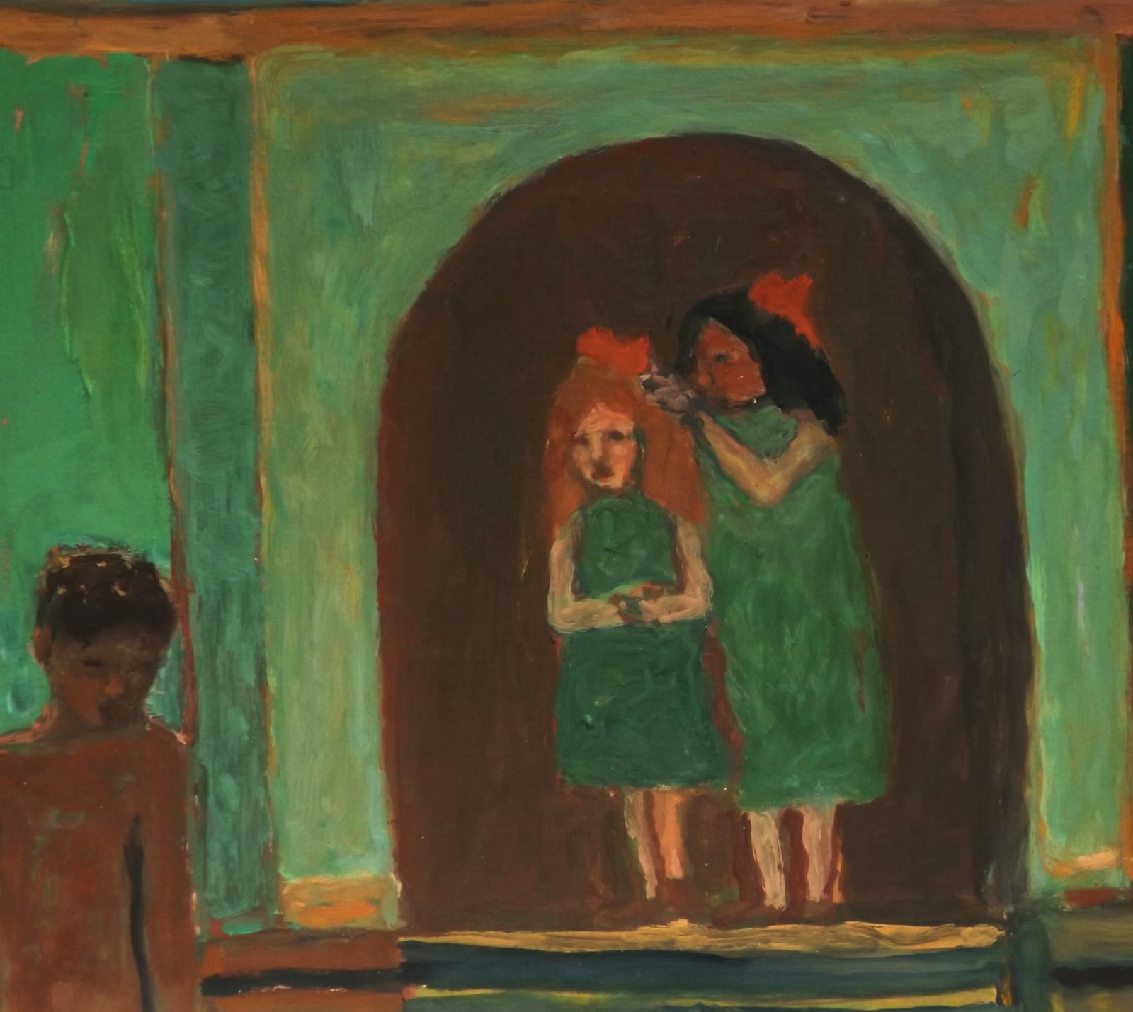 Bridget Moore RWS, On The Caravan Steps