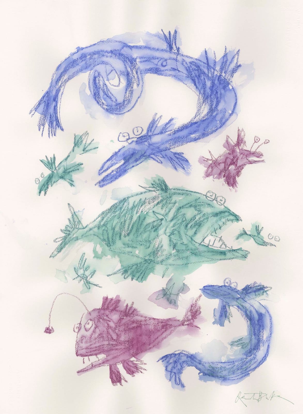 Quentin Blake, Large fishscape #2, 2025