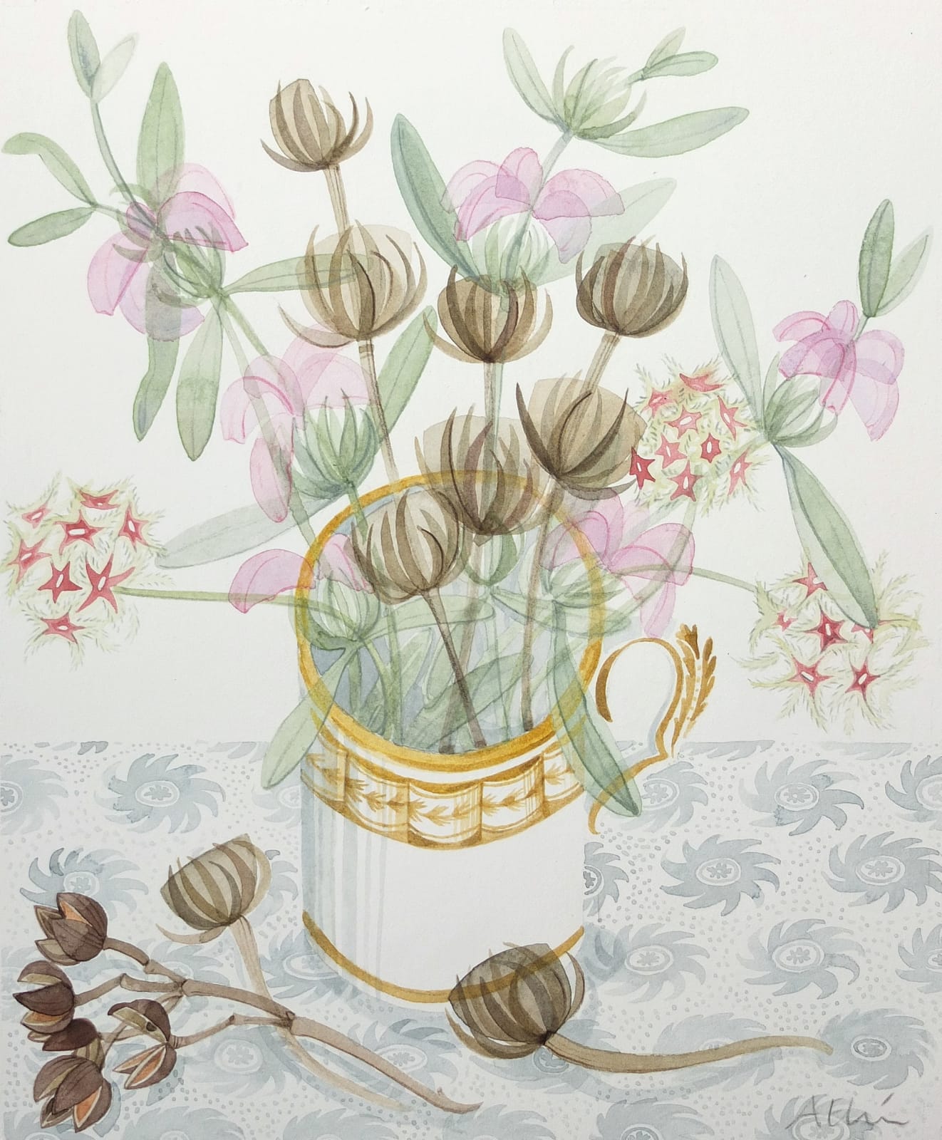 Angie Lewin RWS RE, Alpujarran Seedheads with Phlomis