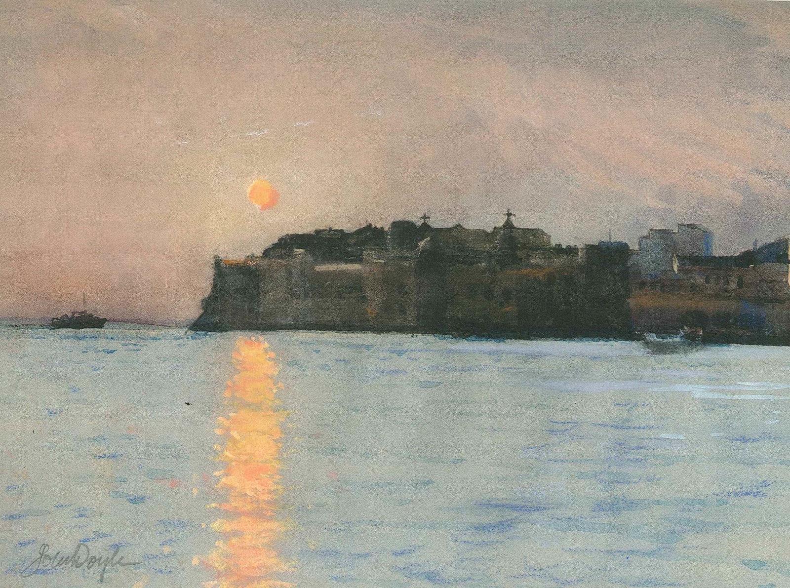 John Doyle Hon. RWS, Sunset, Dubrovnik