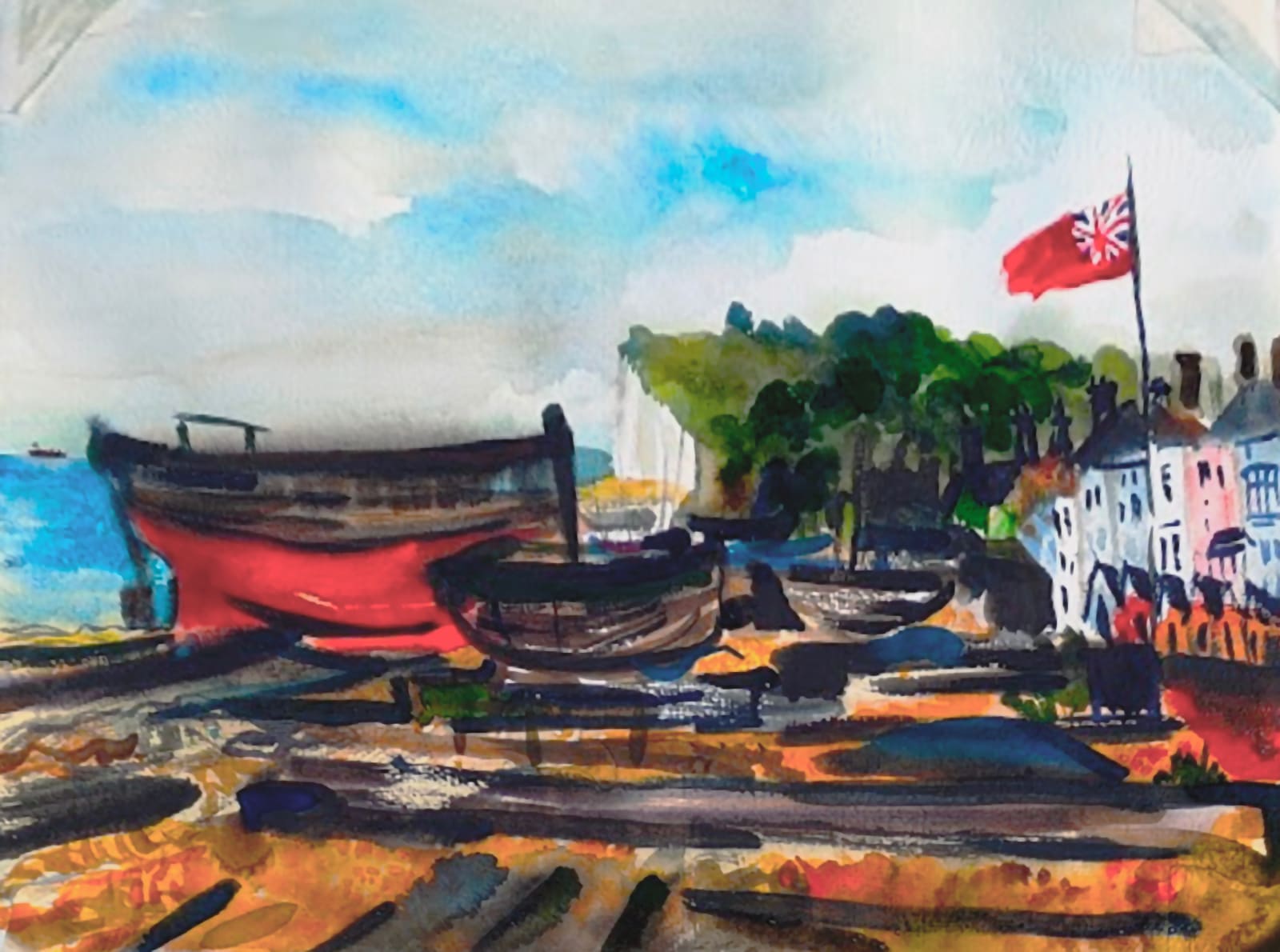 Neil Pittaway RWS RE , Fishing Boats at Deal, Kent, England