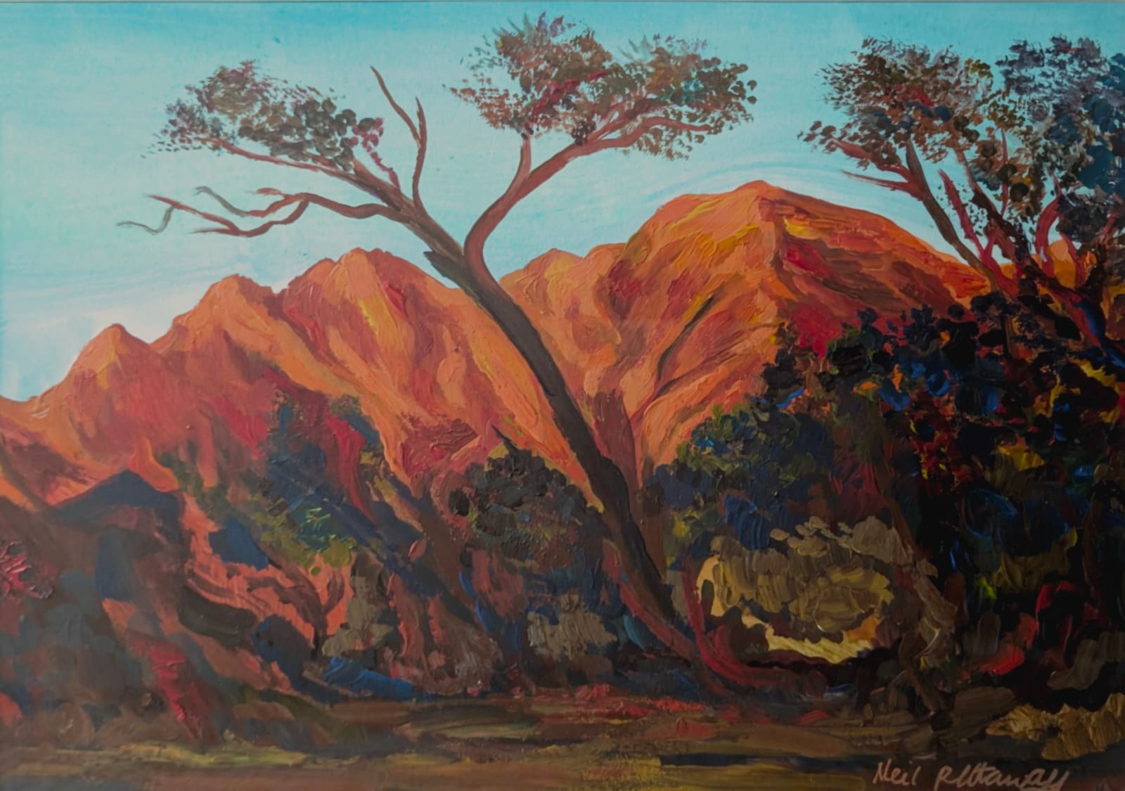 Neil Pittaway RWS RE, Dusk at Brandberg White Lady Lodge camp, Namibia