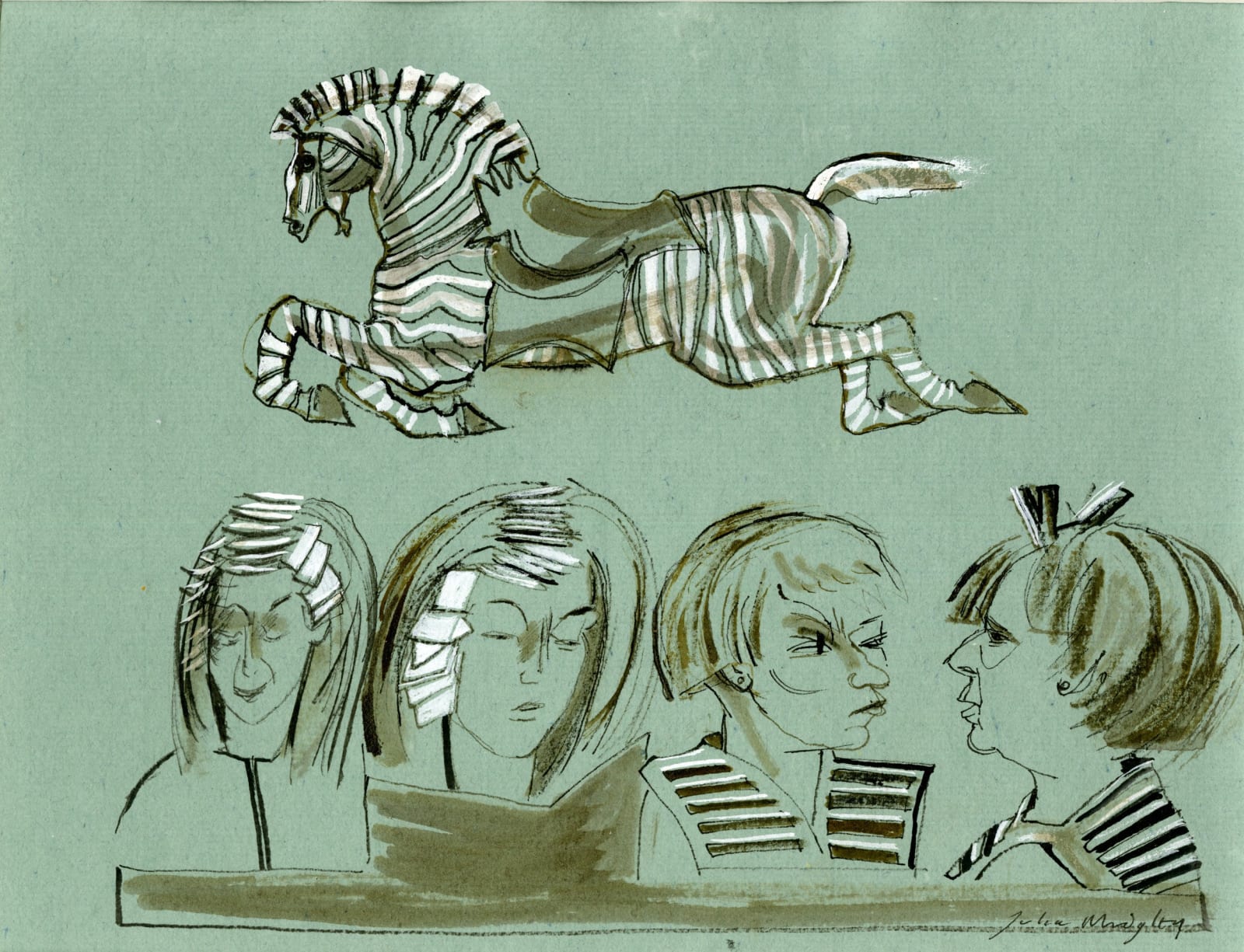Julia Midgley RWS RE, Zebra at the Hairdresser's