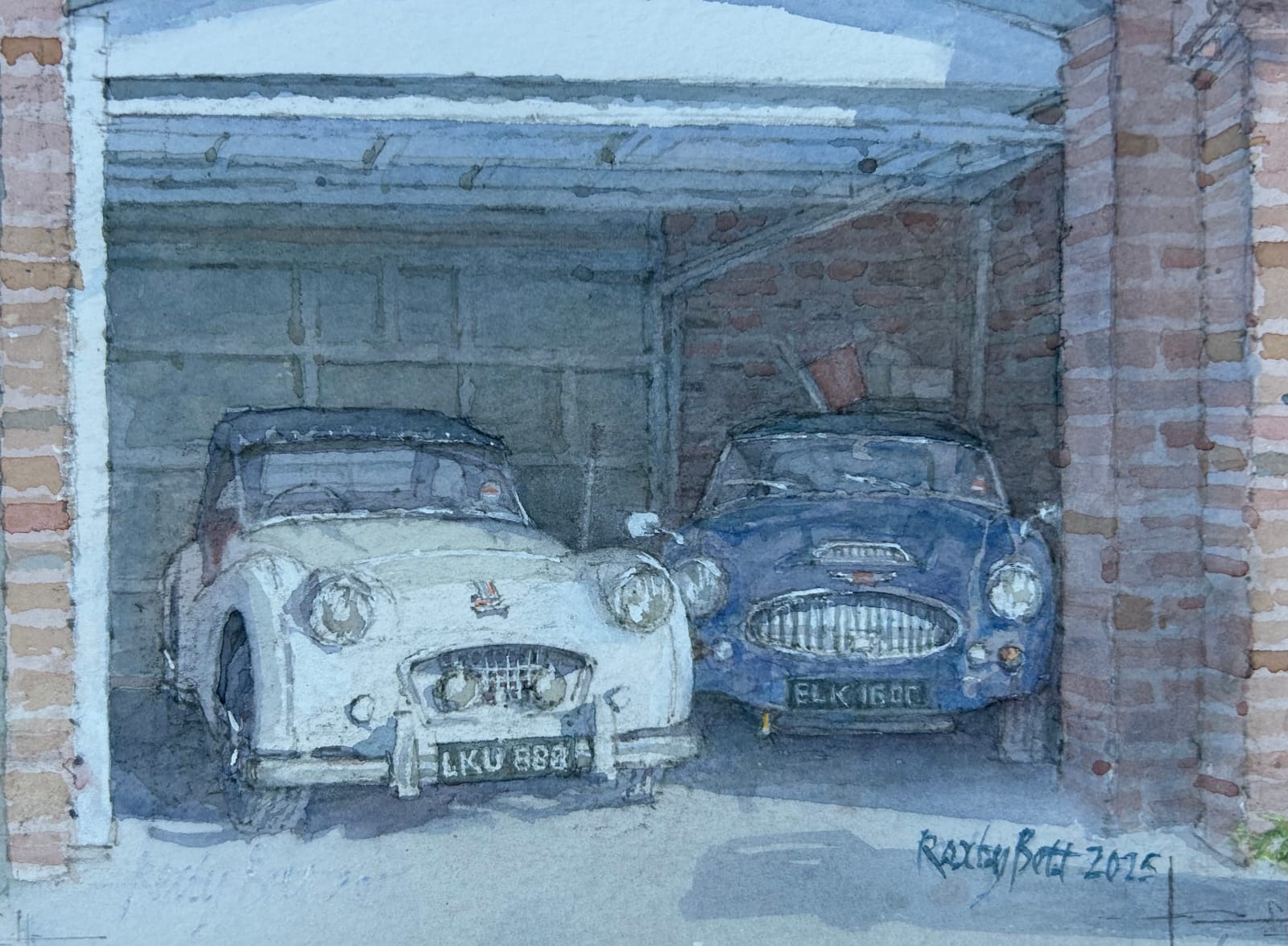 Dennis Roxby Bott RWS, Triumph TR 3 and Austin Healey