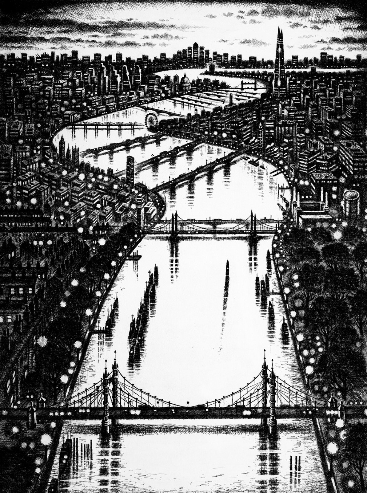 John Duffin RWS RE, Thames Bridges East