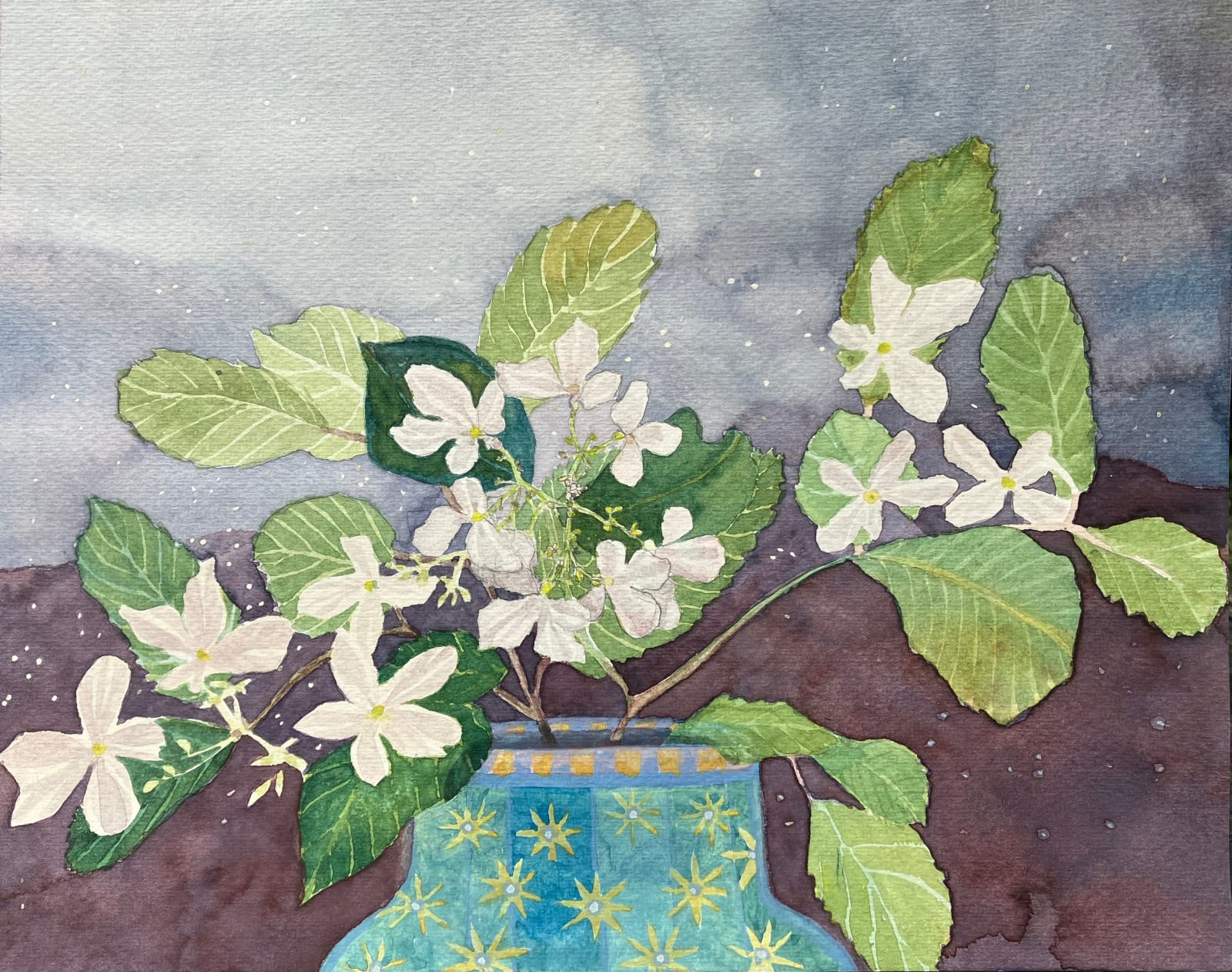 Suzy Fasht RWS, Viburnum in a Starry Pot