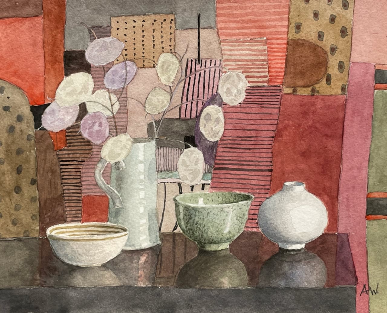 Annie Williams RWS RE, Patchwork in Red