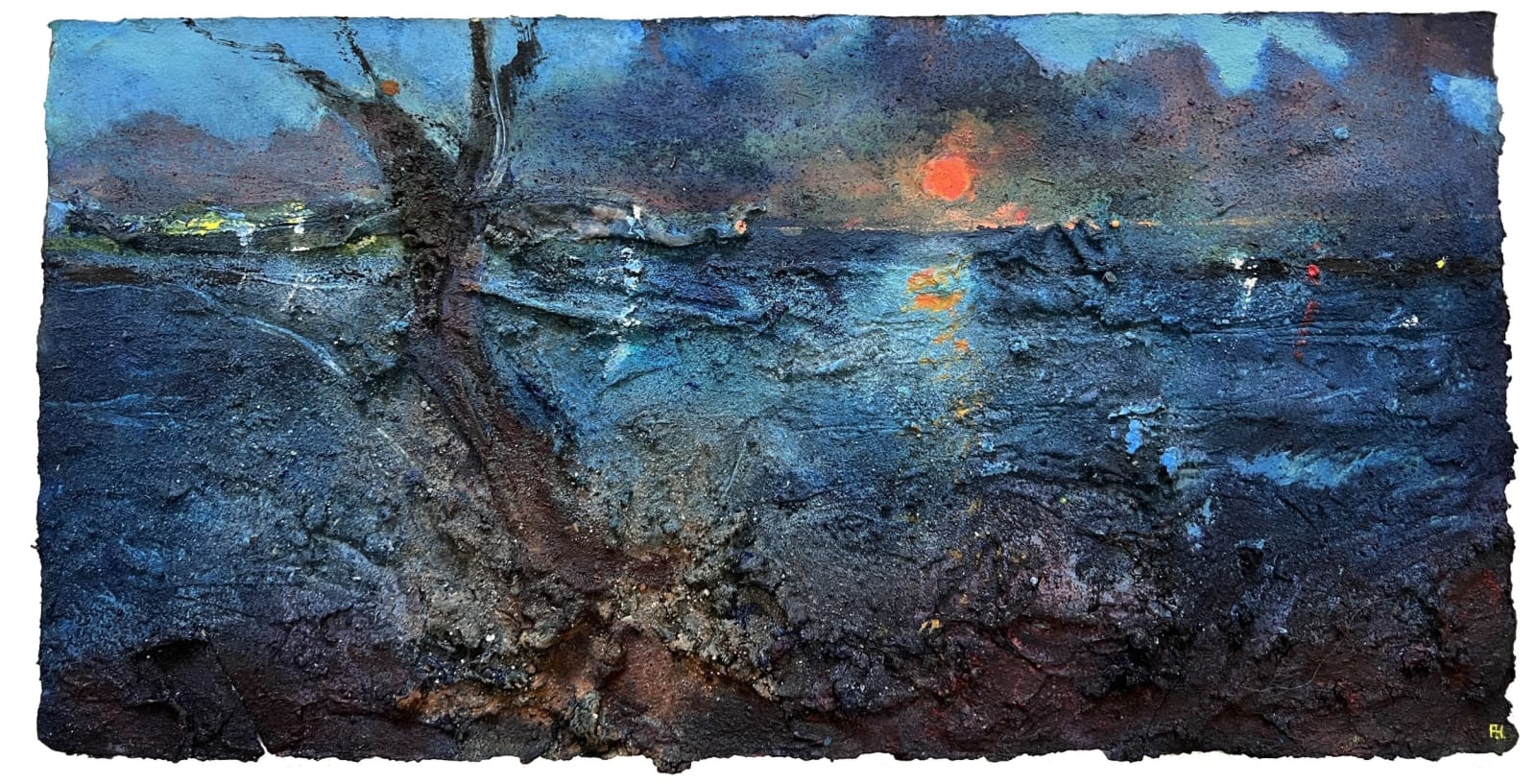 Frances Hatch RWS, Great Tree Ember Moon. Portland Harbour Outer Breakwater, Dorset.