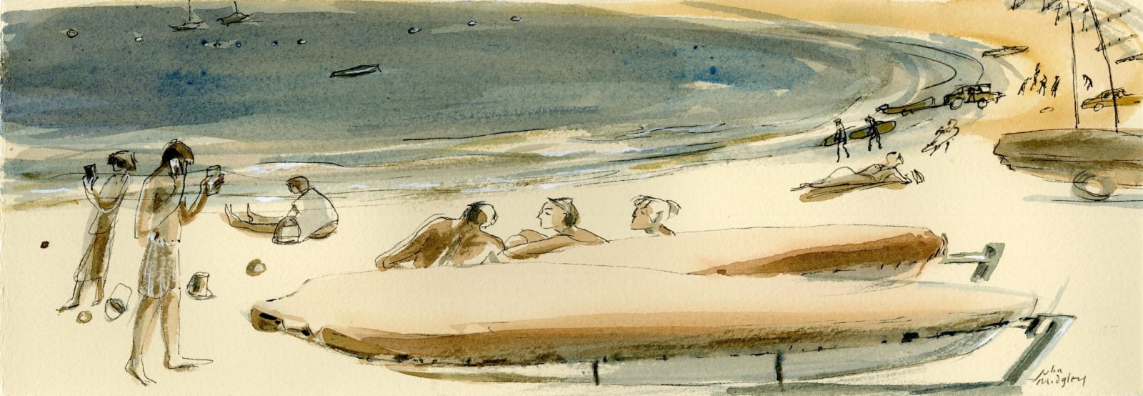 Julia Midgley RWS RE, Beach Chat