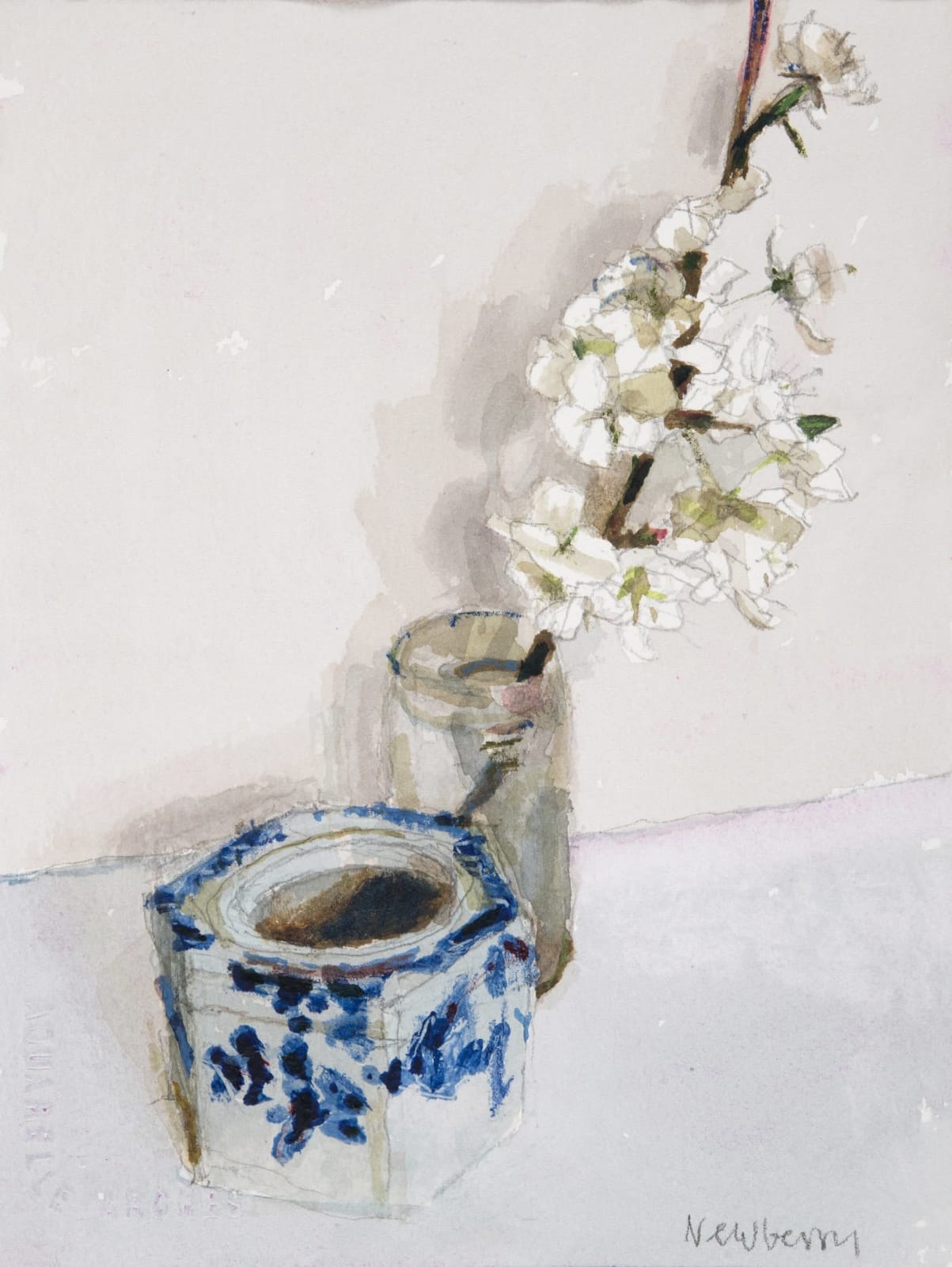 John Newberry RWS, Plum Blossom in Chinese Pot