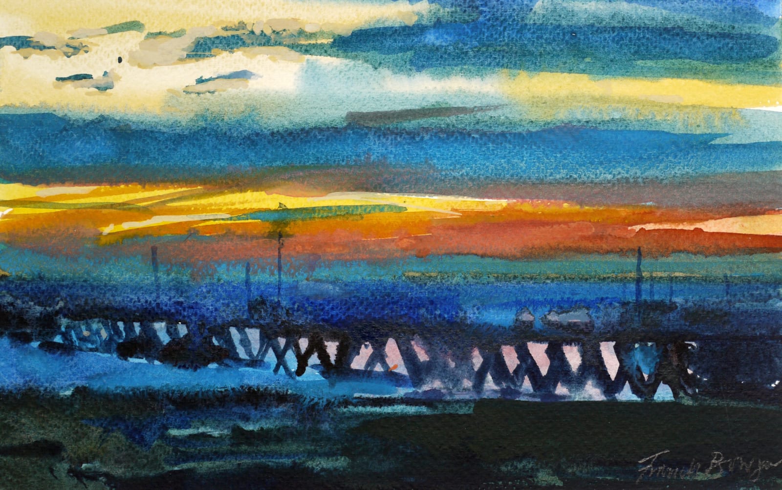 Francis Bowyer PPRWS Hon. RE, Harbour at Sunset