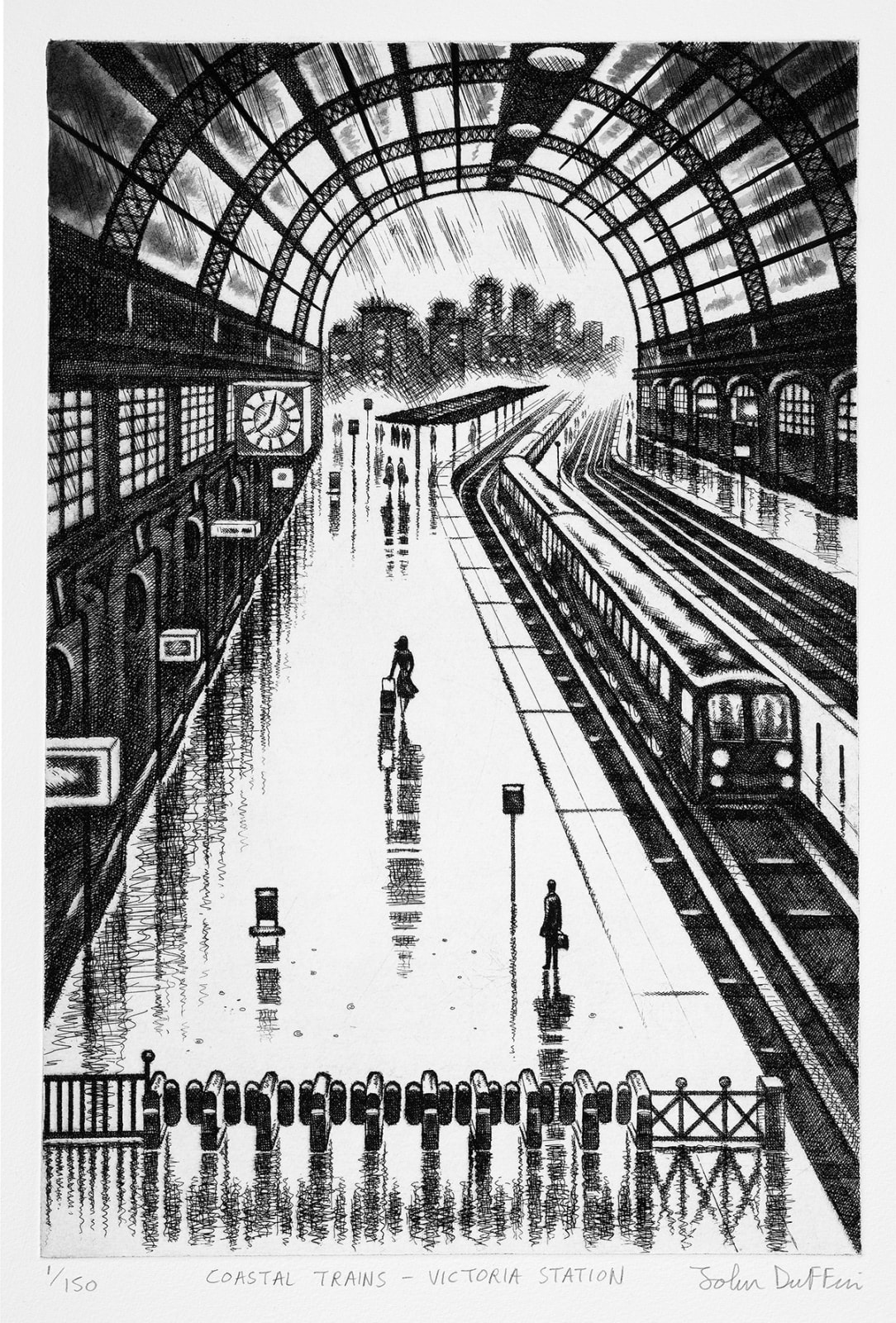 John Duffin RWS RE, Coastal Trains - Victoria Station