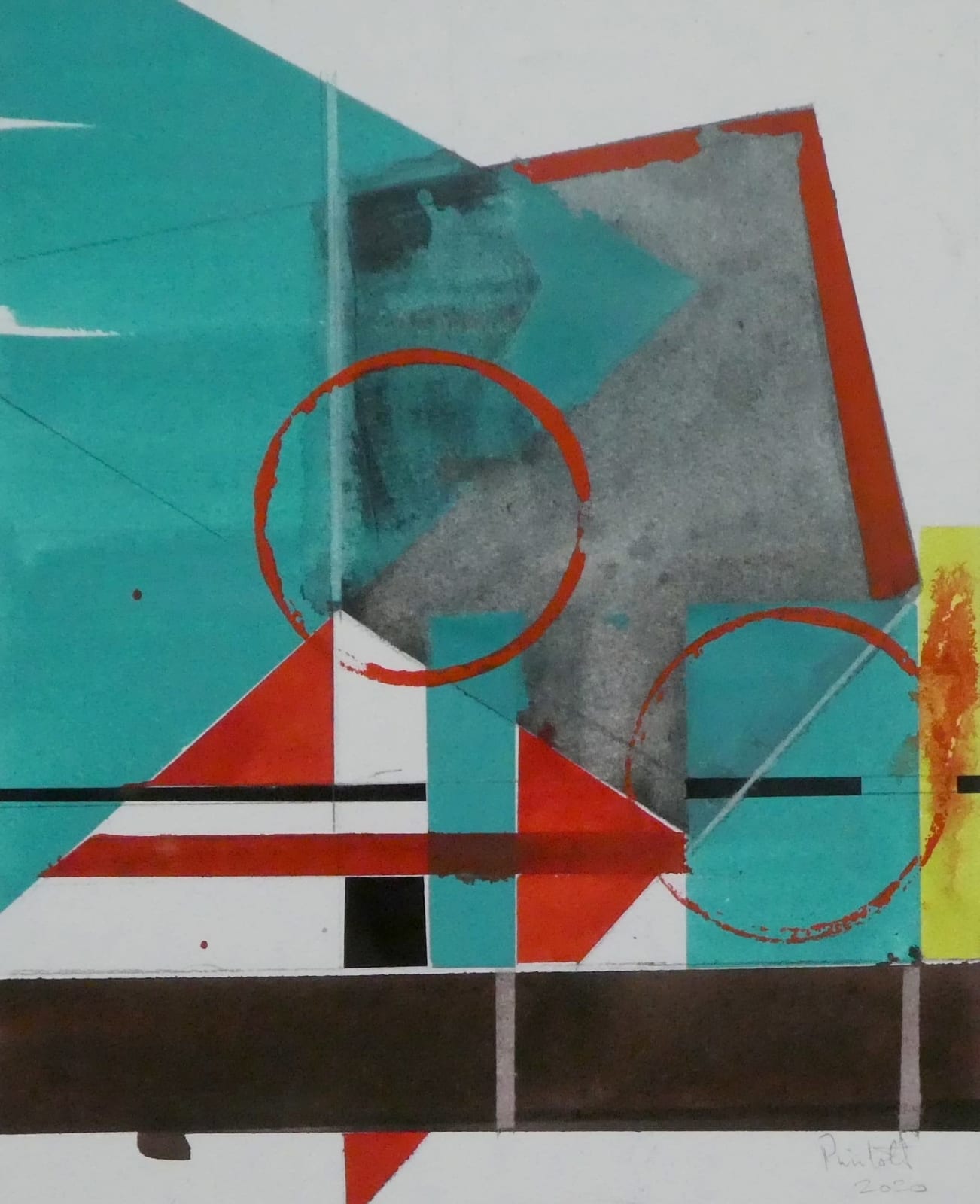 Geoffrey Pimlott Hon Ret RWS, Red Design with Black Square