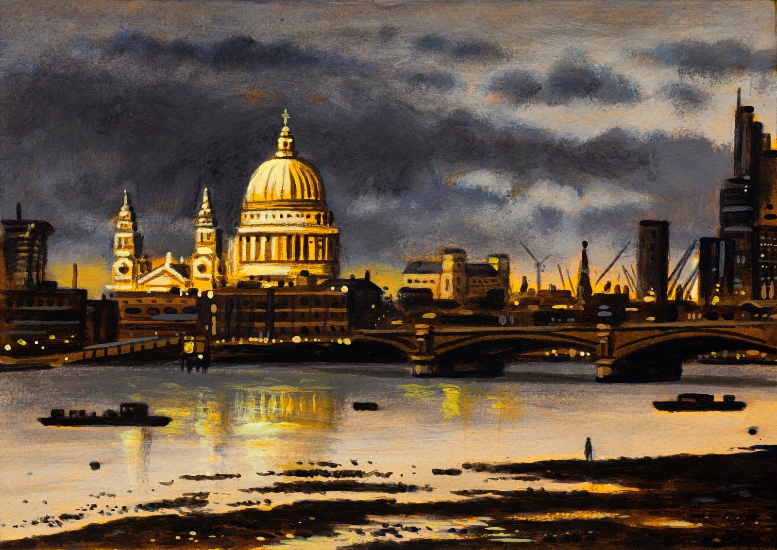 John Duffin RWS, St Paul's Cathedral - Stormy Day
