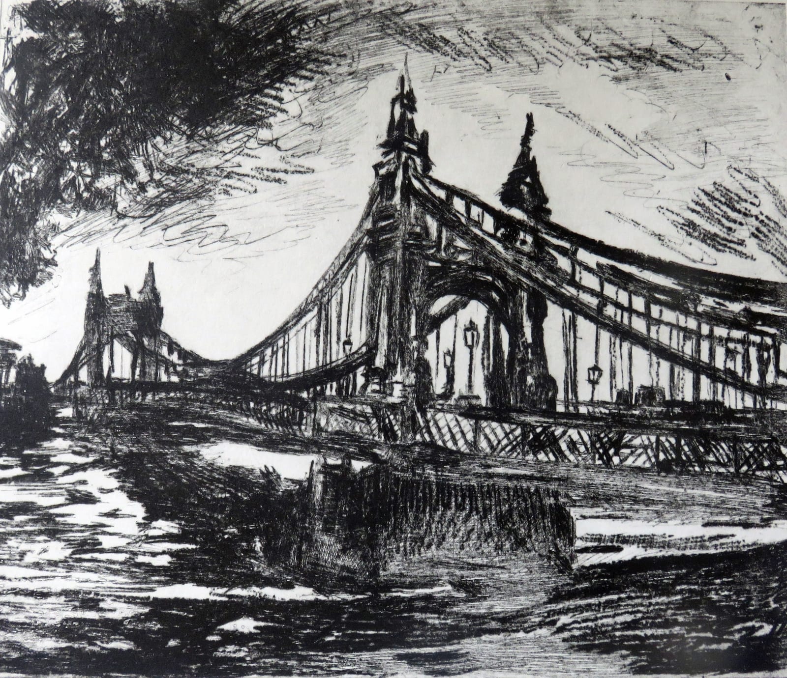 Neil Pittaway RWS RE, Hammersmith Bridge