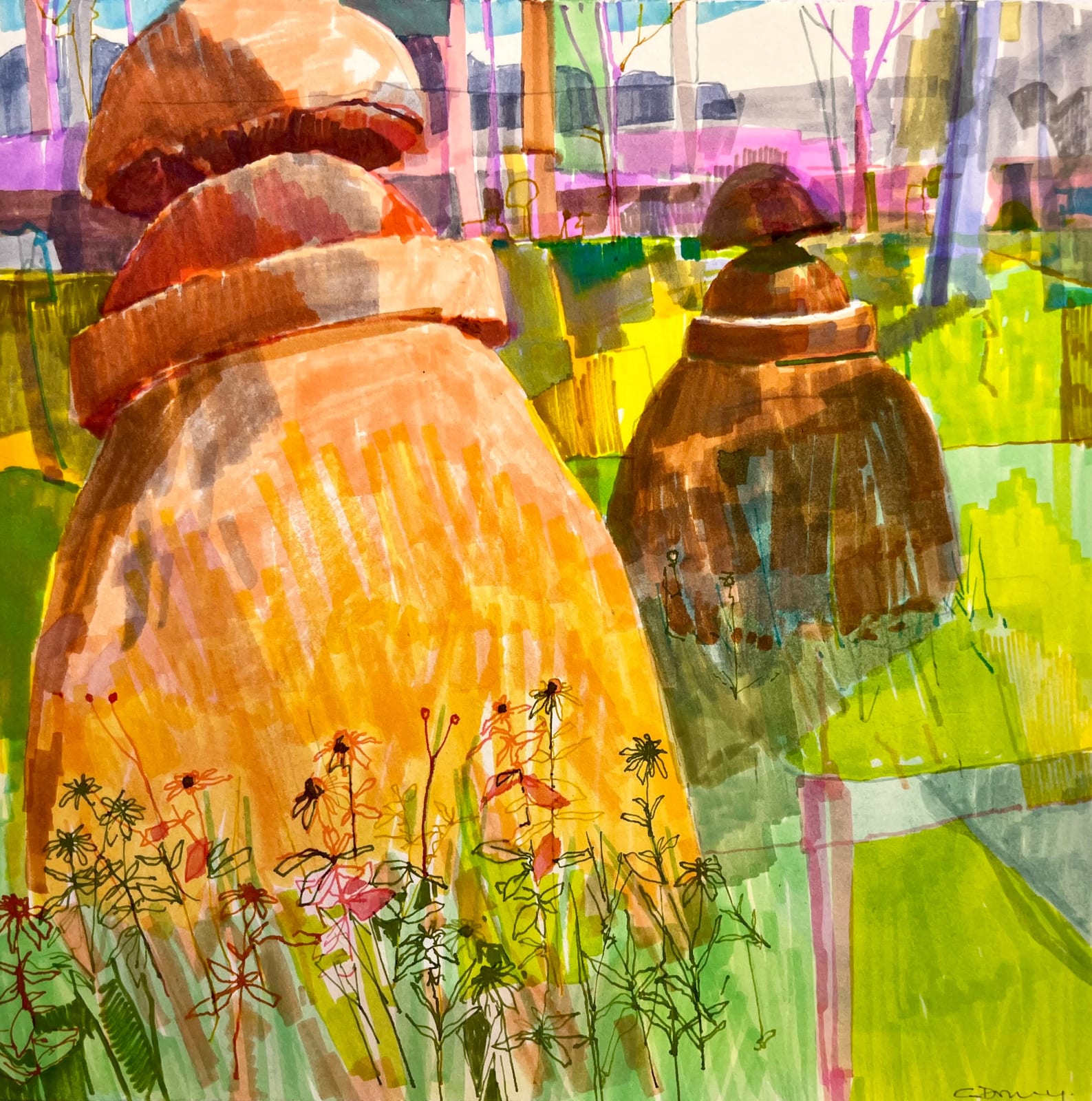 Claire Denny RWS, Afternoon in the Topiary Meadow