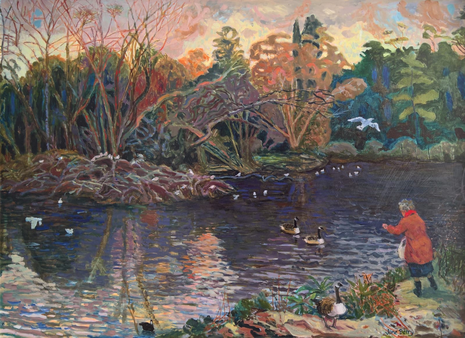 June Berry RWS Hon. RE, The Lake, Winter Afternoon
