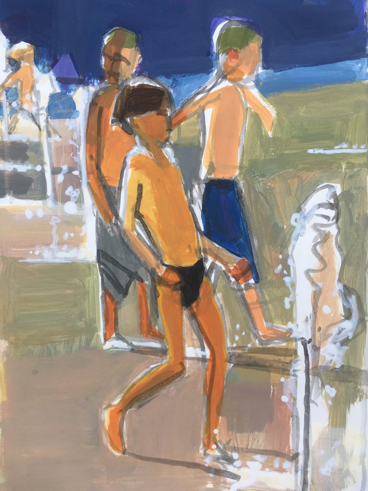 Simon Pierse RWS, Kids Playing in the Fountains at Somerset House