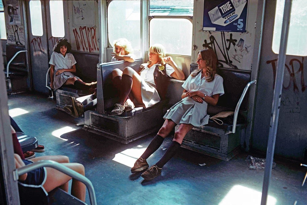 Willy Spiller, Schoolgirls on the A train to Far Rockaway, New York, 1978