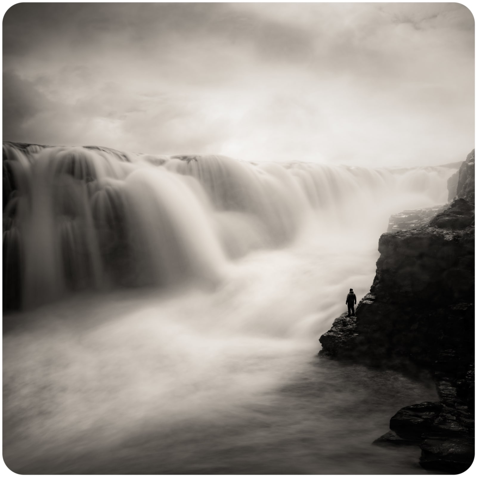 Jeffrey Conley, Figure and Waterfall, Iceland, 2018