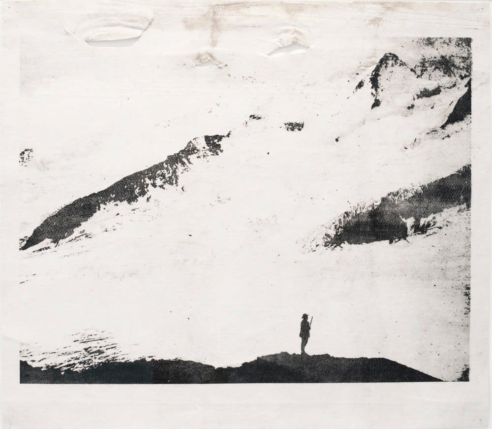 Douglas Mandry, Mountaineer on Fiescher glacier, 1882, from the series Monuments, 2022