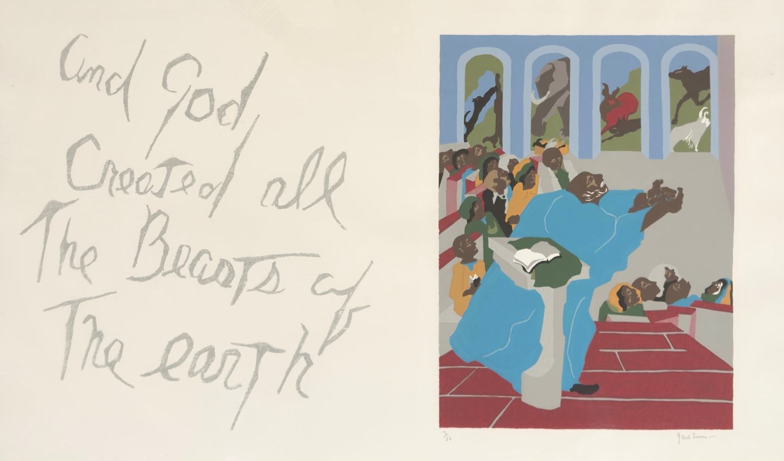 Jacob Lawrence, And God Created all The Beasts of The earth, 1990