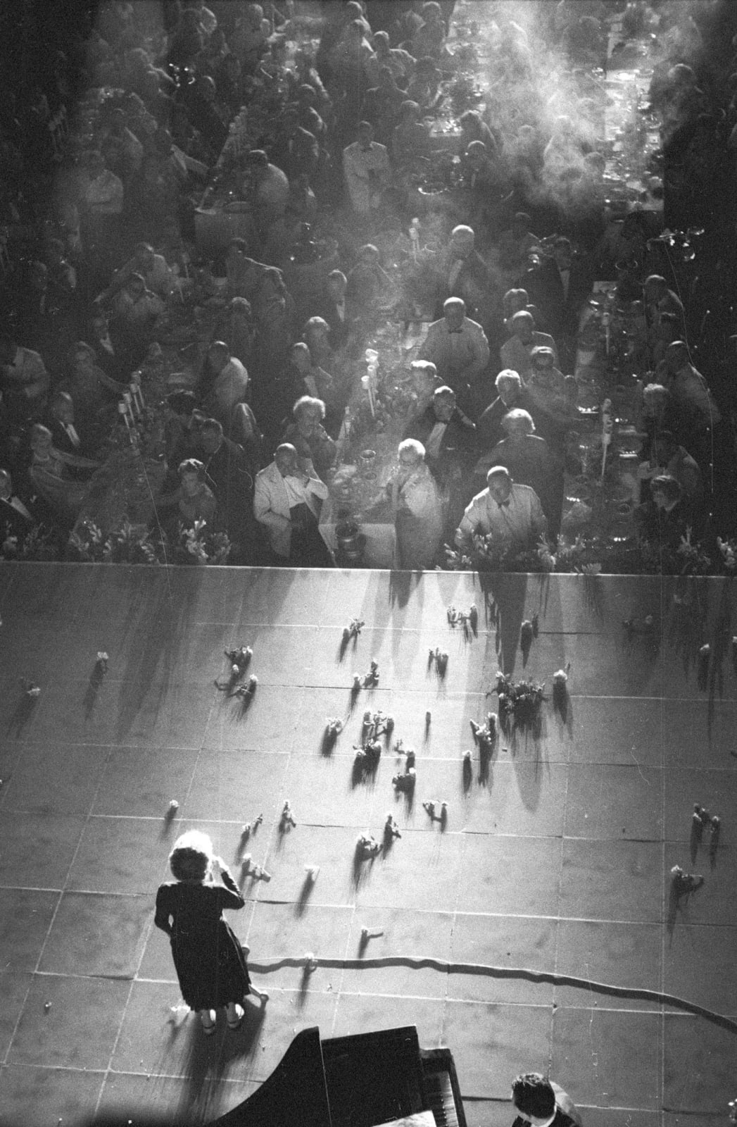 Edward Quinn, Edith Piaf, performing on the stage of the Sporting d' Ete, Monte Carlo, 1959