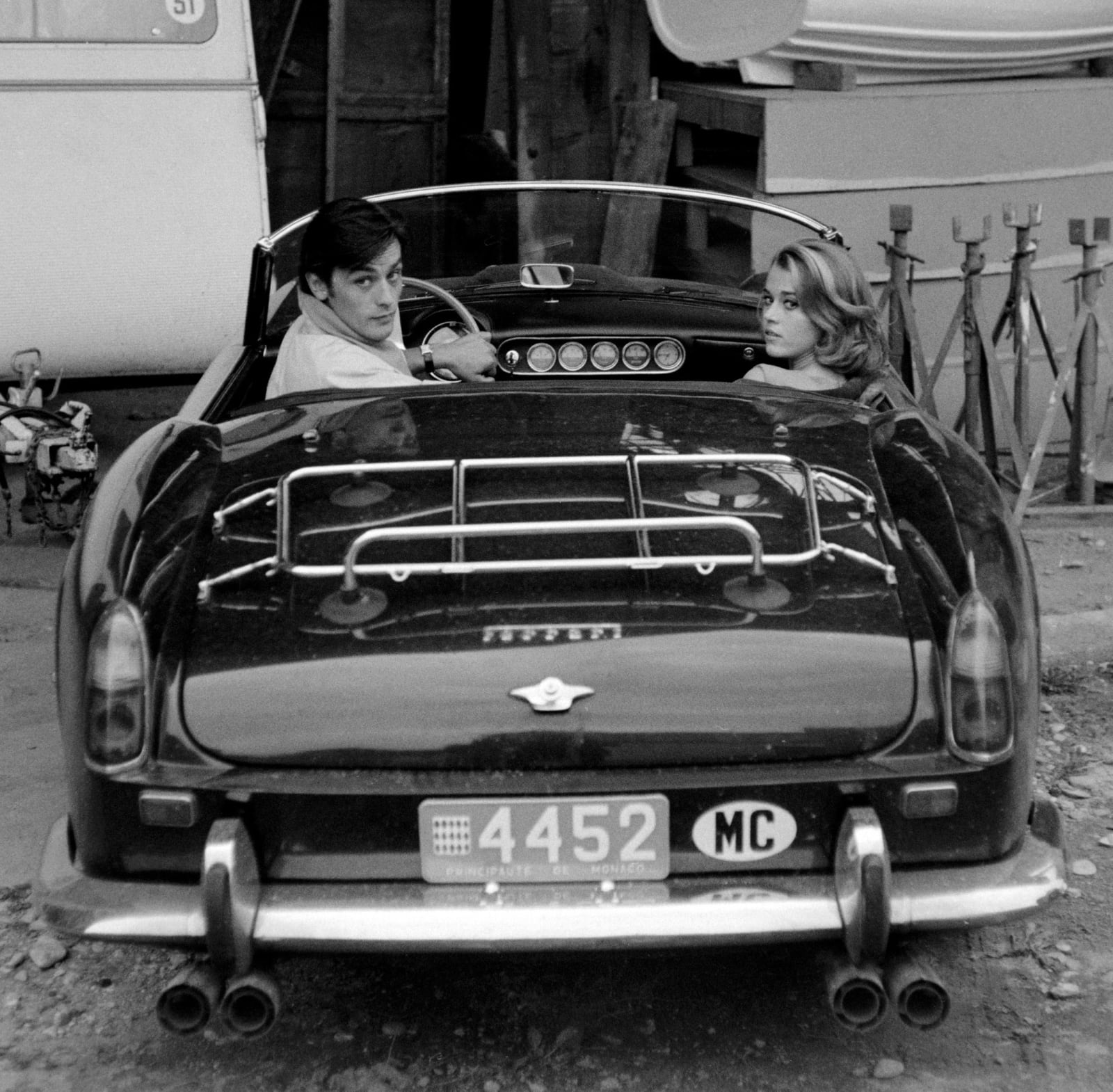 Edward Quinn, Alain Delon and Jane Fonda, at the set of "Les Felines", Antibes, 1964