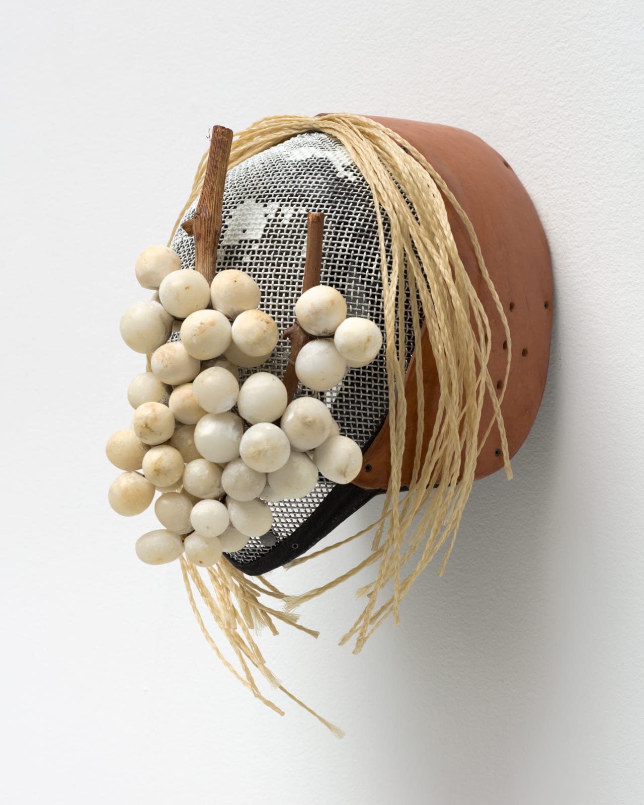 Allison Janae Hamilton, Mask with Braids and Table Grapes, 2021